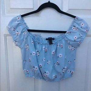 forever21 off the shoulder floral crop top